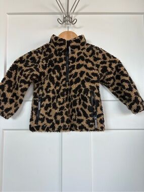 Crewcuts Girls Three Quarter Zip Leopard Print Pullover Size 2 T